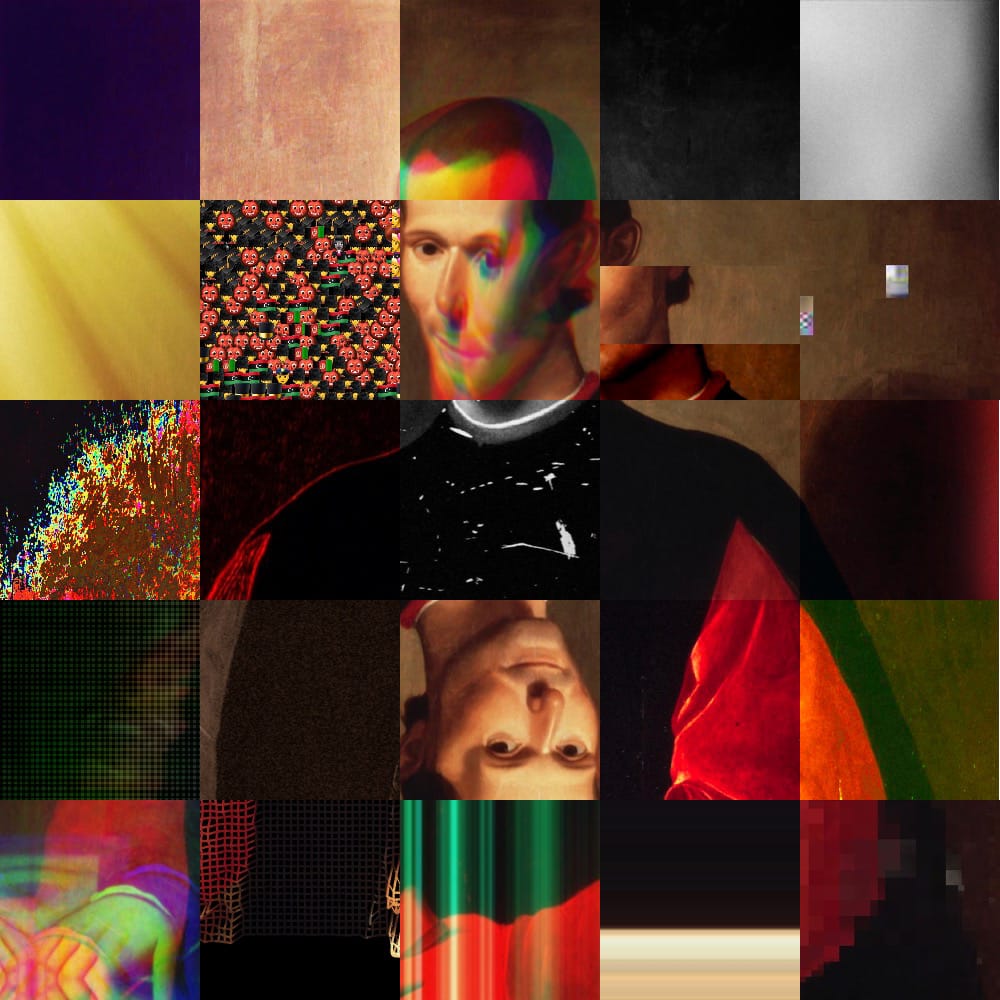 „Niccolò Machiavelli Glitch Collage“