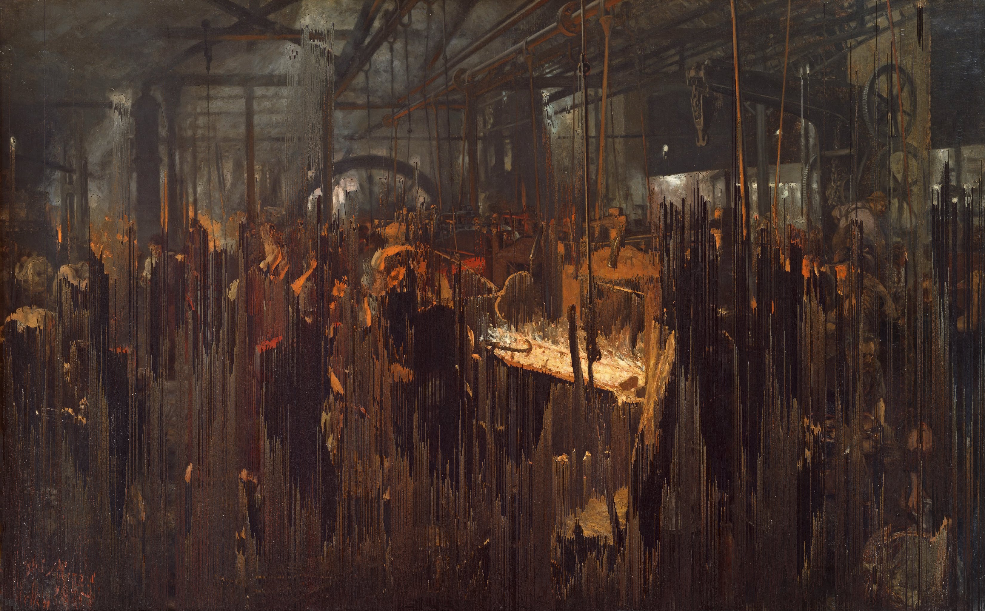 „Das Eisenwalzwerk“ (Adolph von Menzel, 1875) {Glitch}