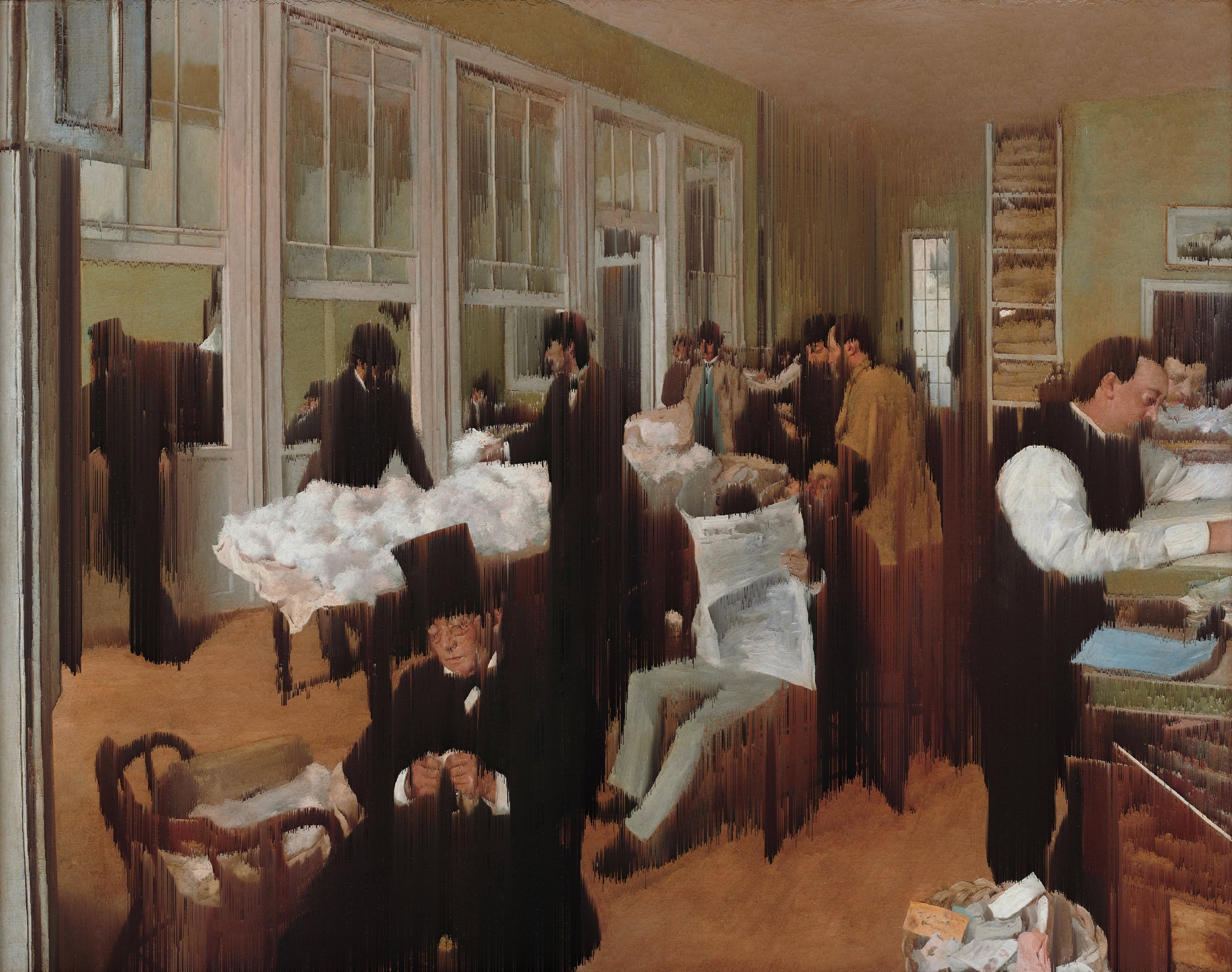 „Das Baumwollkontor in New Orleans“ (Edgar Degas, 1873) {Glitch}