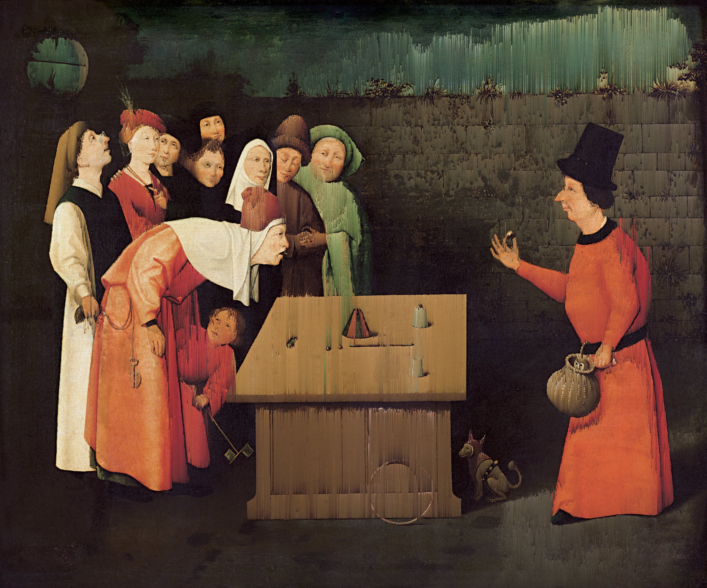 „Der Gaukler“ (Hieronymus Bosch, ca. 1502) {Glitch}