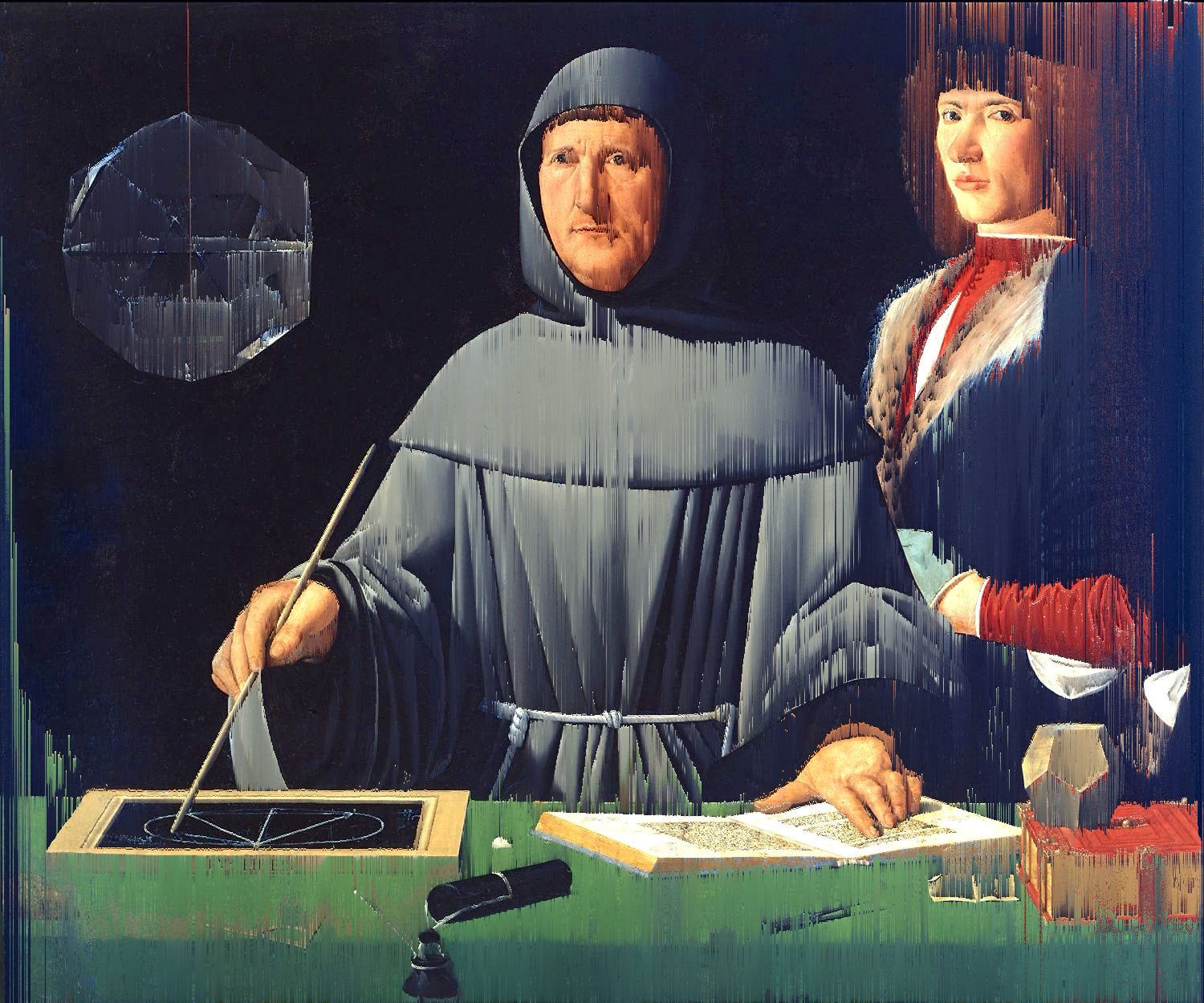„Bildnis des Luca Pacioli“ (Jacopo de’ Barbari, ca. 1495) {Glitch}