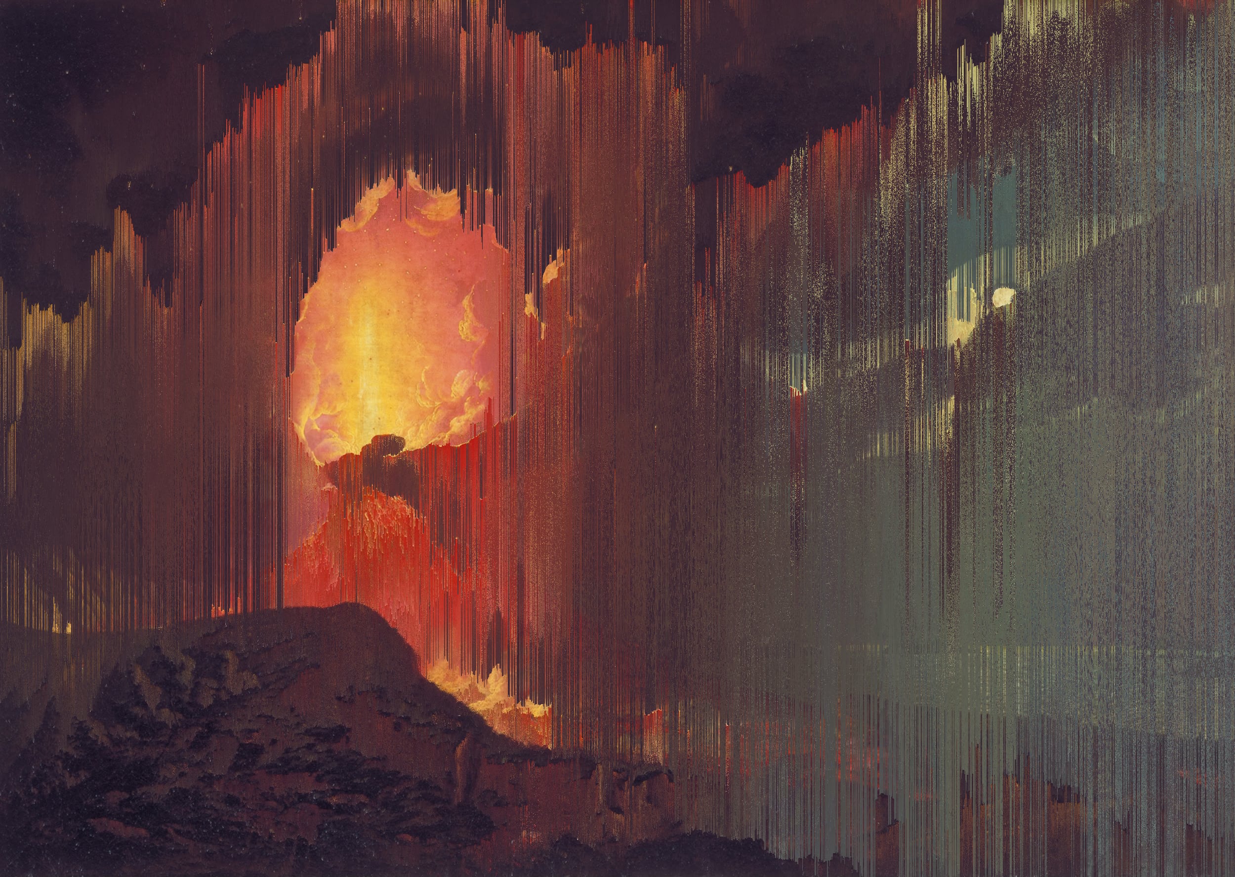 „Vesuvius in Eruption“ (Joseph Wright of Derby, 1776) {Glitch}