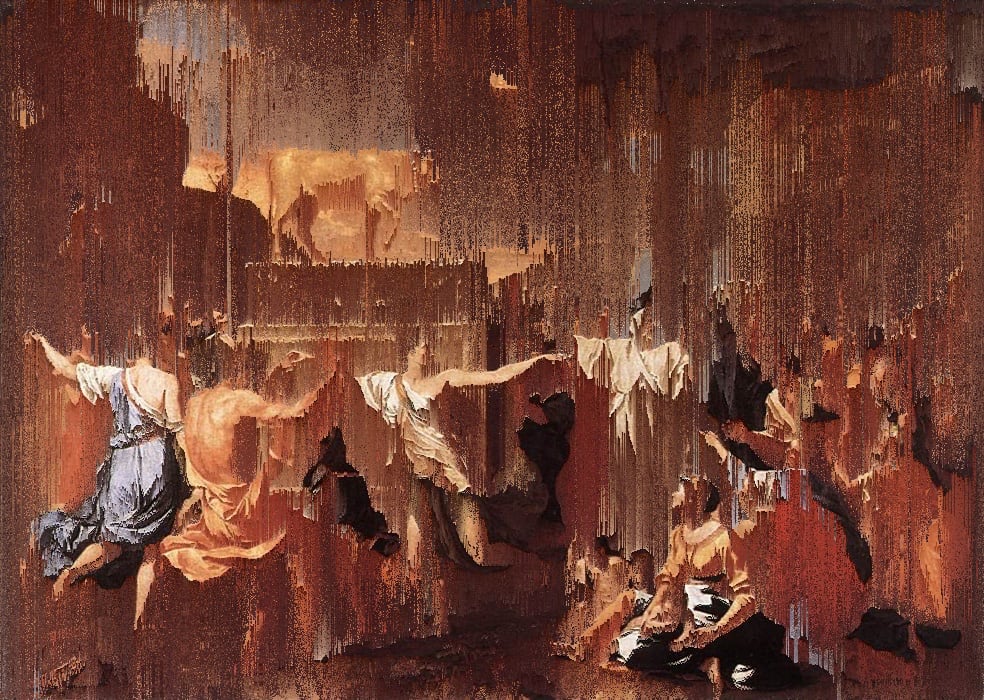 „Die Anbetung des goldenen Kalbes“ (Nicolas Poussin, 1633) {Glitch}