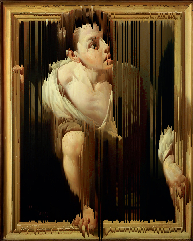 „Flucht vor der Kritik“ (Pere Borrell del Caso, 1874) {Glitch}