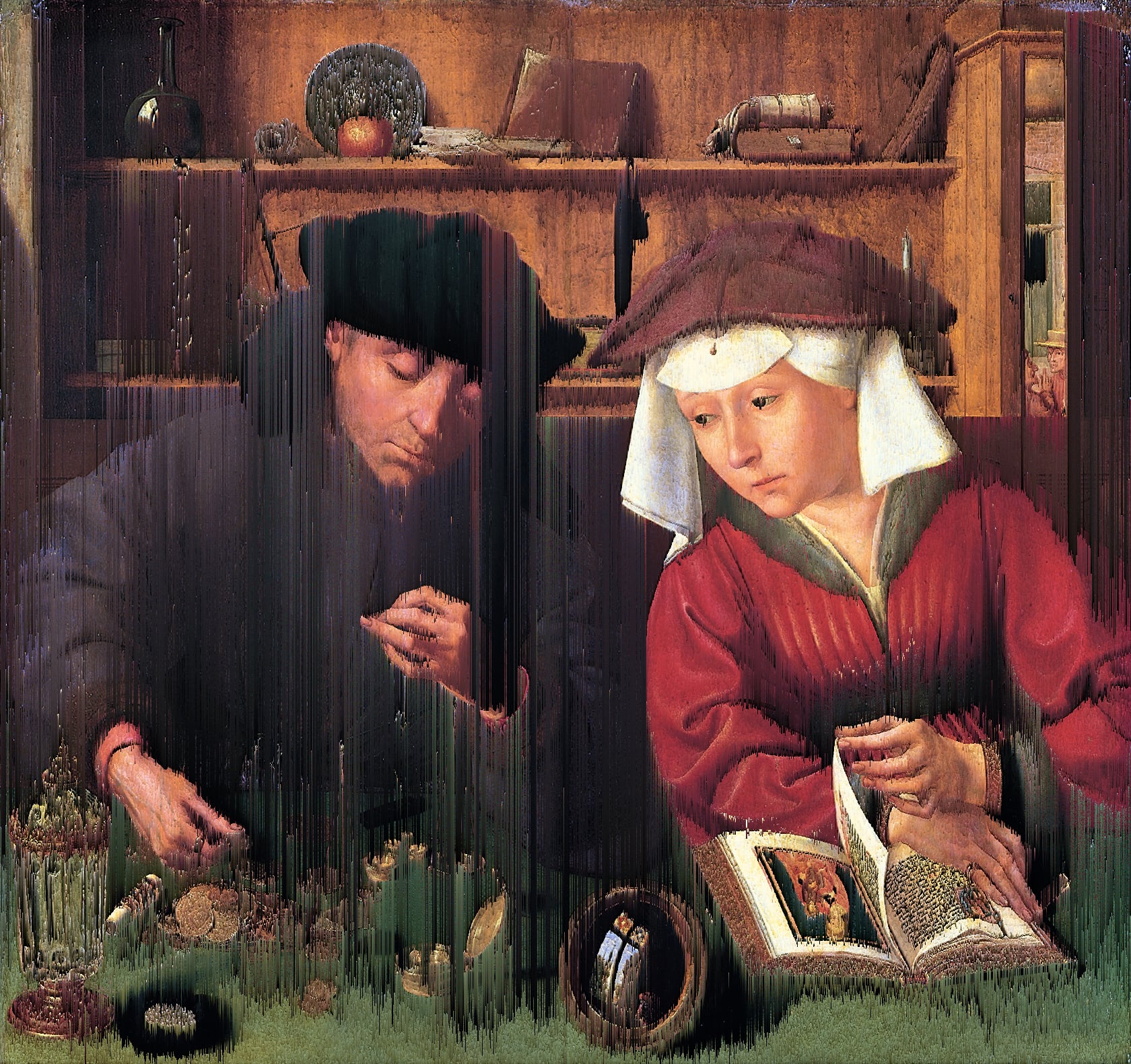 „Der Geldwechsler und seine Frau“ (Quentin Massys, 1514) {Glitch}