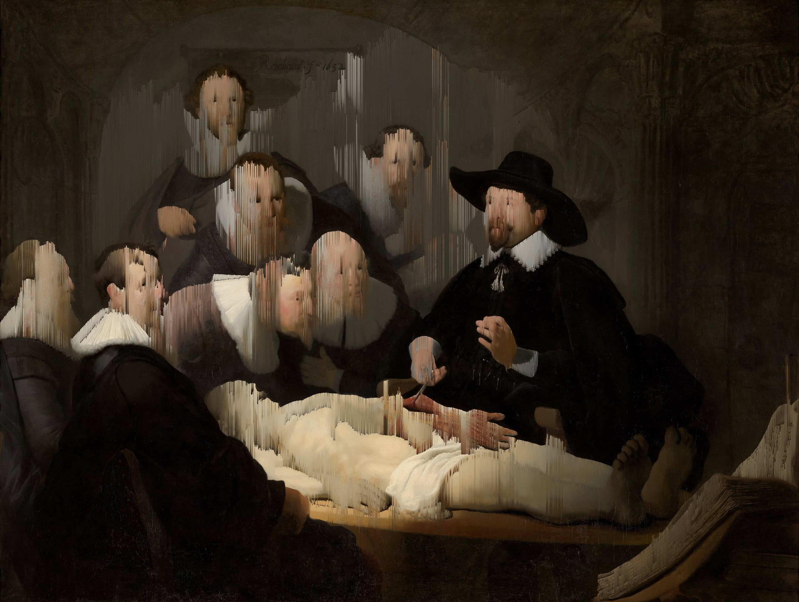„Die Anatomiestunde des Dr. Nicolaes Tulp“ (Rembrandt van Rijn, 1632) {Glitch}