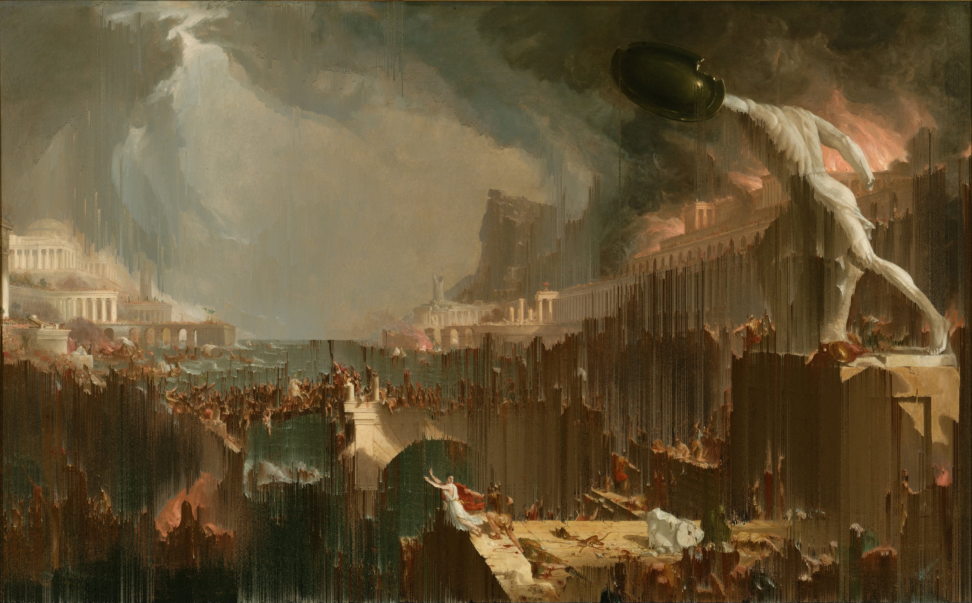 „The Course of Empire: Destruction“ (Thomas Cole, 1836) {Glitch}