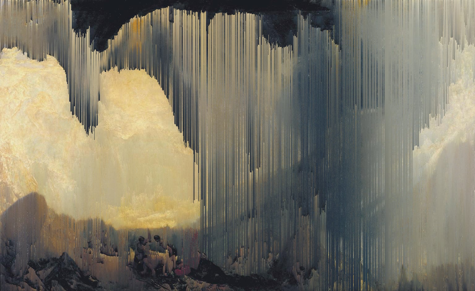 „Schneesturm: Hannibal und sein Heer überqueren die Alpen“ (J.M.W. Turner, 1812) {Glitch}